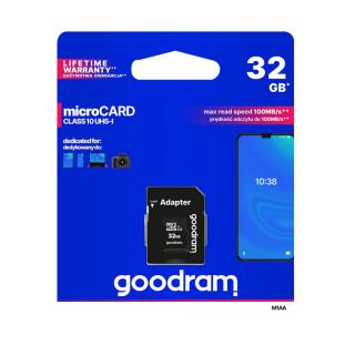 Card microSDHC 32 Gb, Goodram, clasa 10 UHS-I cu adaptor
