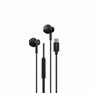 Casti in-ear cu microfon, cablu 120cm si conector USB Tip C, Smart M2 Digital Metal, control pe fir, decodare digitala, pentru smartphone, negre
