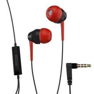 Casti in-ear Maxell Fusion+ cu microfon, conector jack 3.5mm, lungime cablu 130 cm, negre cu rosu