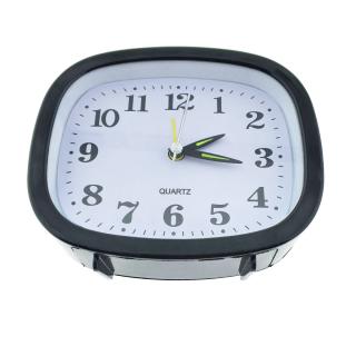Ceas de masa cu alarma, afisaj analog, alimentare 1 x AA, cadran negru, 124 x 105 x 40 mm, fond alb