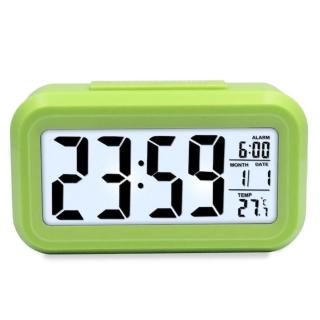 Ceas digital LED, cu alarma, termometru si calendar, amanare alarma, senzor iluminare, baterie 3 x AAA, 137 x 80 x 48 mm, verde