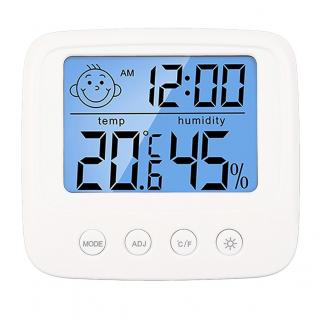Ceas multifunctional cu termometru si higrometru, CX-0828S, afisaj digital cu iluminare, alarma, 86 x 78 x 23 mm, indicator de confort