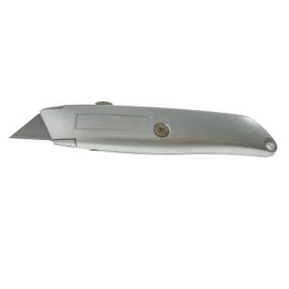 Cutter metalic cu lama retractabila, 153 x 35 x 20mm, cu autoblocare, gri