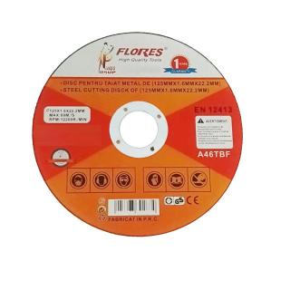 Disc de taiere metal, pentru polizor unghiular, 12200 rpm, 1.6 mm grosime, diametru 125 mm,  alezaj de 22.2 mm, max. 80m s