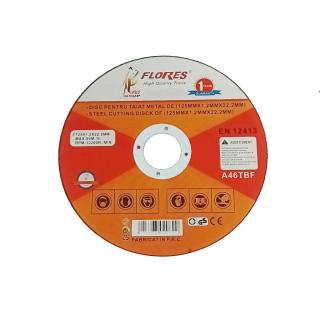 Disc de taiere metal, pentru polizor unghiular, 12200 rpm, diametru 125 mm, 1.2 mm grosime, alezaj de 22.2 mm, max. 80m s
