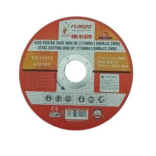 Disc de taiere metal, pentru polizor unghiular, 13300 rpm, 1.6 mm grosime, diametru 115 mm, alezaj de 22.2 mm, max. 80m s