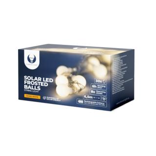 Ghirlanda luminoasa solara cu 30 de becuri LED, Forever Light 94580, 6.5m lungime, panou solar, acumulator, lumina calda, alb mat