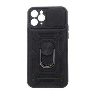 Husa spate Antisoc Defender Slide Armor, compatibila iPhone XR , suport cu inel rotativ 360 grade incorporat, capac glisant pentru camera, neagra