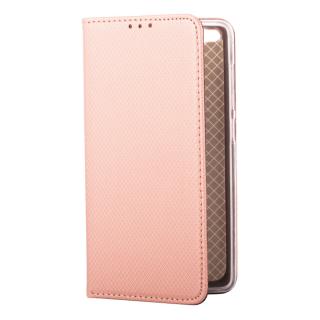 Husa tip carte, compatibila cu iPhone 14, premium flip book cu inchidere magnetica si functie stand, buzunar card, rose gold
