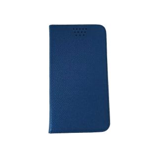 Husa universala pentru smartphone cu ecran de 5.5 inch pana la 5.7 inch, 160mm x 80mm, tip carte, cu inchidere magnetica si functie stand, buzunar card, Smart Flipbook Universal Silicon, albastru inch