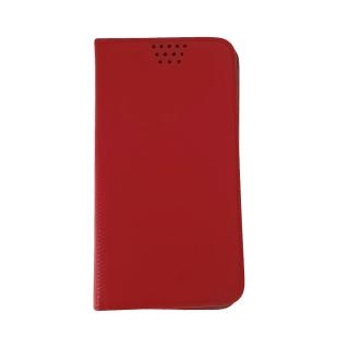 Husa universala pentru smartphone cu ecran de 5.5 inch pana la 5.7 inch, 160mm x 80mm, tip carte, cu inchidere magnetica si functie stand, buzunar card, Smart Flipbook Universal Silicon, rosie