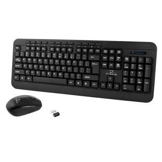 Kit tastatura multimedia fara fir si mouse wireless , Titanum Akron, 2.4 GHz, 1600 DPI, 3 butoane si scroll, negru