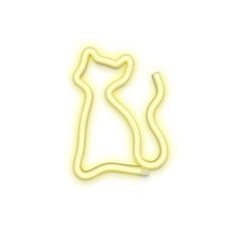 Lampa decorativa LED tip Neon, model Pisica, 24 x 17 cm, Forever Light Cat 94935, iluminare decorativa, lumina calda, galben