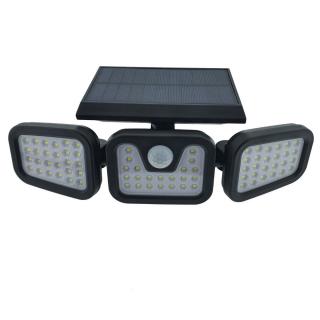 Lampa LED tripla, reglabila, cu incarcare solara, LTC 76691, 20W, SMD, 800lm, acumulator 2400mAh, cu senzori, neagra