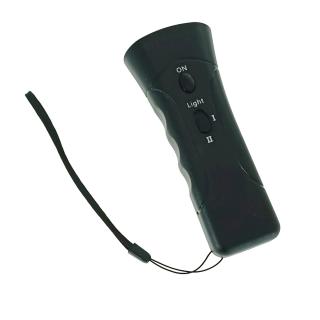 Lanterna LED cu aparat ultrasunete pentru caini, 2xLED, cu agatatoare, antrenament si protectie, neagra