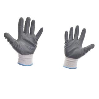 Manusi de protectie universale, material textil si PVC, albe cu gri inchis