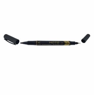 Marker permanent negru cu 2 varfuri, 0.5mm si 1mm, pentru suprafete diverse