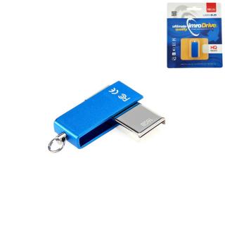 Memorie USB Imro Edge 16GB USB 2.0, cu capac rotativ, design compact, albastra