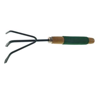 Mini grebla de gradina cu 3 brate, 305mm lungime, din otel, verde