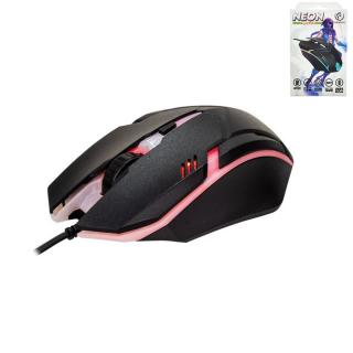 Mouse Gaming Rebeltec NEON cu senzor optic si iluminare LED, DPI ajustabil 800 1200 1600, 4 butoane, cablu 1.8m, dimensiuni 120 x 70 x 35mm
