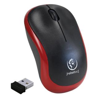 Mouse wireless 2.4 GHz cu receptor USB mini, Rebeltec Meteor, 1000 dpi, 3 butoane, 2 x AA, negru cu rosu