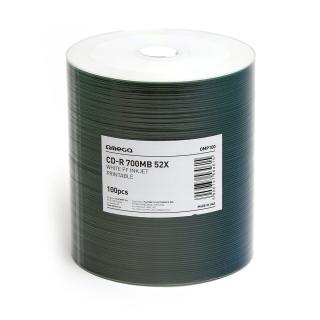 OMEGA CD-R 700MB  WHITE INKJET PRINTABLE FF 52X SET 100 [56461]