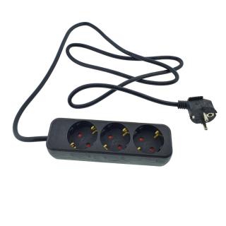 Prelungitor cu 3 prize schuko, Lanberg 42923, lungime 1.5 m, 2300W, contact de protectie, negru