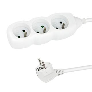 Prelungitor cu 3 prize si cablu cu lungime de 1.5m, 250V, 16A, sarcina maxima 3680W, cu impamantare si protectie copii, ES-96151, alb