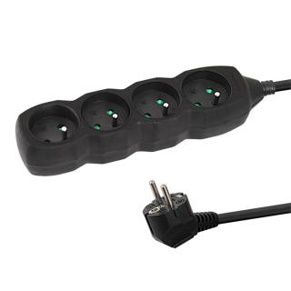 Prelungitor cu 4 prize si cablu cu lungime de 1.5m, 250V, 16A, sarcina maxima 3680W, cu impamantare si protectie copii, ES-96159, negru