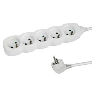 Prelungitor cu 5 prize si cablu cu lungime de 1.5m, 250V, 16A, sarcina maxima 3680W, cu impamantare si protectie copii, ES-96166, alb
