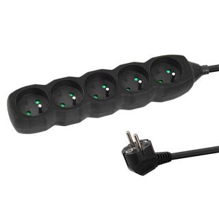 Prelungitor cu 5 prize si cablu cu lungime de 1.5m, 250V, 16A, sarcina maxima 3680W, cu impamantare si protectie copii, ES-996167, negru
