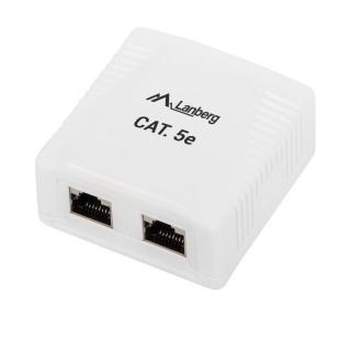 Priza dubla FTP cat 5e, ecranata, Lanberg 40428, montaj aparent, 2 x RJ45, alba