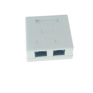 Priza dubla UTP cat 6, neecranata, montaj aparent, 2 x RJ45, plastic, alba