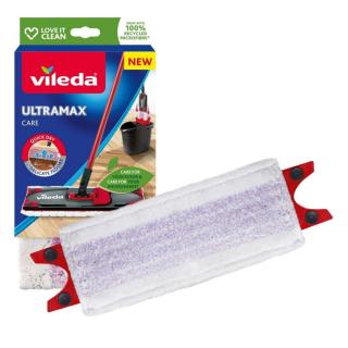 Rezerva mop plat Vileda Ultramax Care 24255, din microfibre reciclate, dimensiuni 26.5 x 15 x 2.7 cm, lavabila