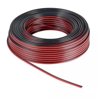 Rola 100 metri cablu pentru difuzoare si boxe, Speaker Cable, diametru 2 x 0.75 mm, rosu cu negru