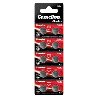 Set 10 baterii buton alcaline Camelion AG13   LR44   LR1154   357, 1.5V, capacitate 158mAh, in blister