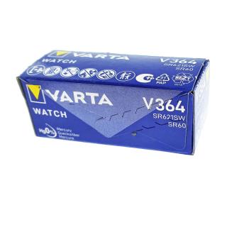 Set 10 baterii Varta V364 SR60 AG1 pentru ceasuri, tip buton, 1.55V, 22 mAh, Sistem Oxid de Argint
