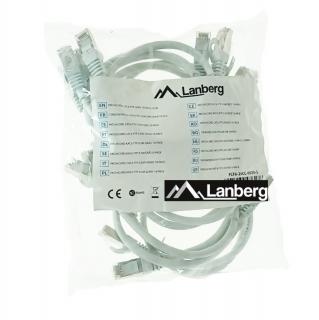 Set 10 cabluri retea-patchcord CAT6 FTP, Lanberg 43613, 2 X RJ45, lungime 50cm, AWG26, 10Gb s-250MHz, de legatura retea, ethernet, gri