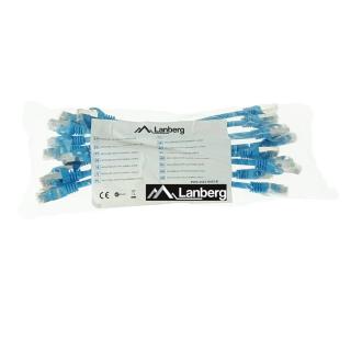 Set 10 cabluri retea-patchcord CAT6 FTP, Lanberg 43630, 2 x RJ45, lungime 25cm, AWG26, 10Gb s-250MHz, de legatura retea, ethernet, albastre