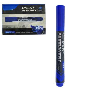 Set 12 markere albastre permanente cu varf rotund 2.5mm, rezistente la apa, scriere lina, model Everyday U216, lungime 145 mm, cu capac