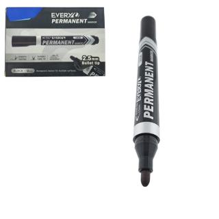 Set 12 markere negre permanente cu varf rotund 2.5mm, rezistente la apa, scriere lina, model Everyday U216, lungime 145 mm, cu capac