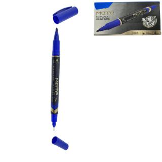 Set 12 markere permanente albastre cu 2 varfuri de  0.5mm si 1mm, pentru suprafete diverse