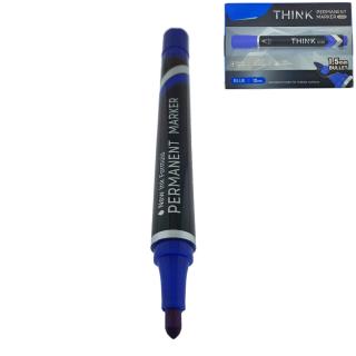 Set 12 markere permanente albastre, THINK U100, cu varf rotund 1.5MM, pentru scris pe orice suprafata