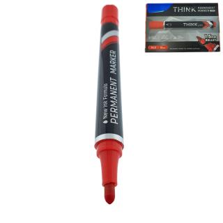 Set 12 markere permanente rosii, THINK U100, cu varf rotund 1.5MM, pentru scris pe orice suprafata