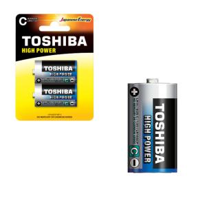 Set 2 baterii alcaline LR14, Toshiba High Power C , 1.5V, in blistere