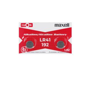 Set 2 baterii alcaline Maxell LR41   AG3 (192), 1.5V, diametru 7.9mm, grosime 3.6mm, medium drain, in blister