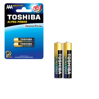 Set 2 baterii LR03 Super Alcaline, Toshiba Alpha Power AAA, 1.5V, in blister