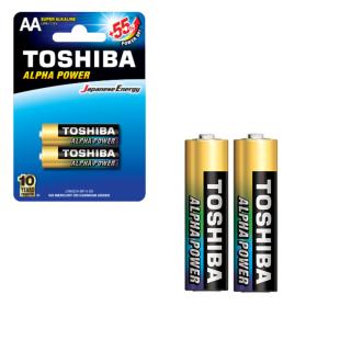 Set 2 baterii LR06 Super Alcaline, Toshiba Alpha Power AA, 1.5V, in blister