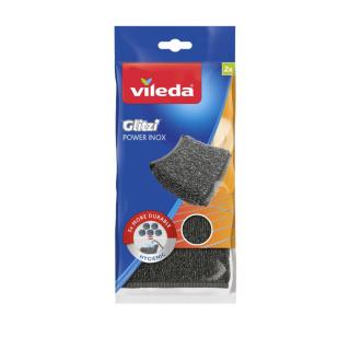 Set 2 bureti din otel inoxidabil Vileda Glitzi Power Inox 17203, 110 x 95 x 18 mm