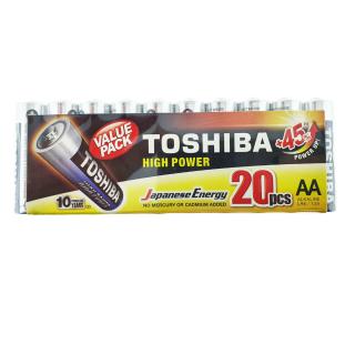 Set 20 baterii LR06 alcaline, Toshiba High Power AA, 1.5V, infoliate